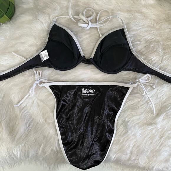 NEW Mossimo Two Tone Contrast Push Up Bikini Bathing Suit Swim Top Black XS NWOT - Picture 5 of 13